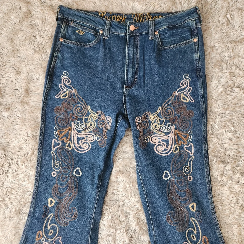 Free People Wrangler X Lainey‎ Wilson Wildflower Bell Bottom Jeans Women's
